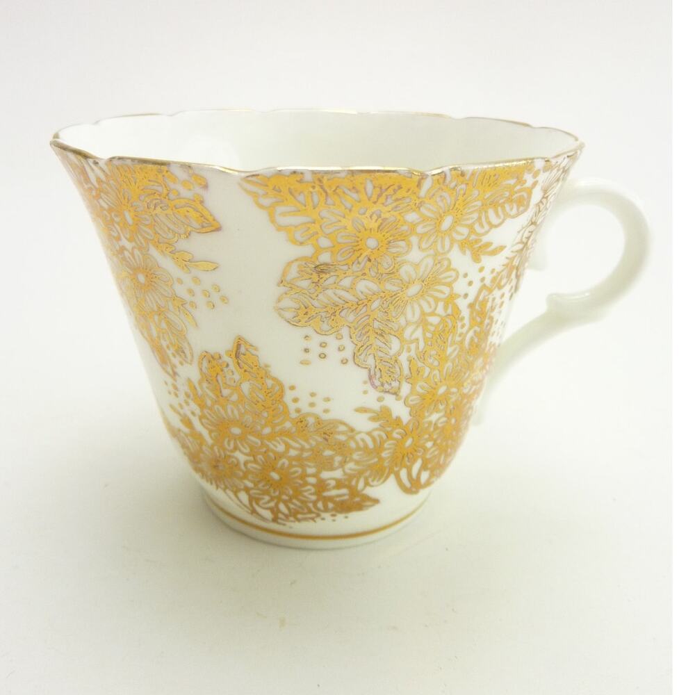 Vintage Colclough Bone China Teacup Gold Floral Pattern 1940s Tea Cup England
